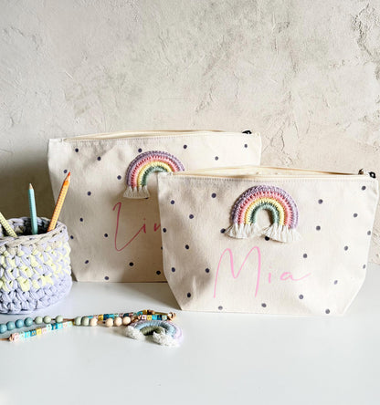 Regenbogen-Kulturbeutel in Lila & Rosé
