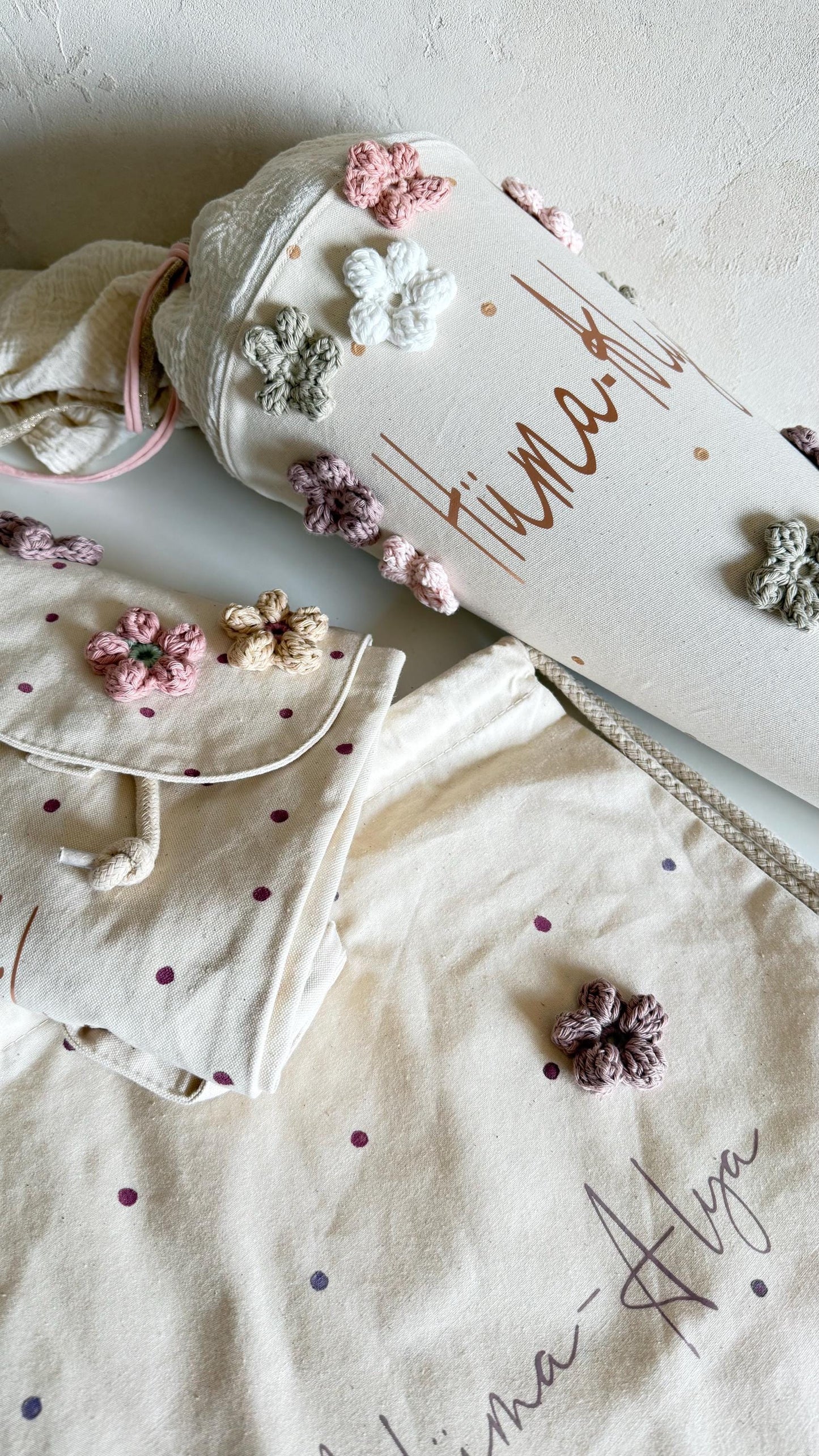 Blüten-Kinderrucksack mit Name