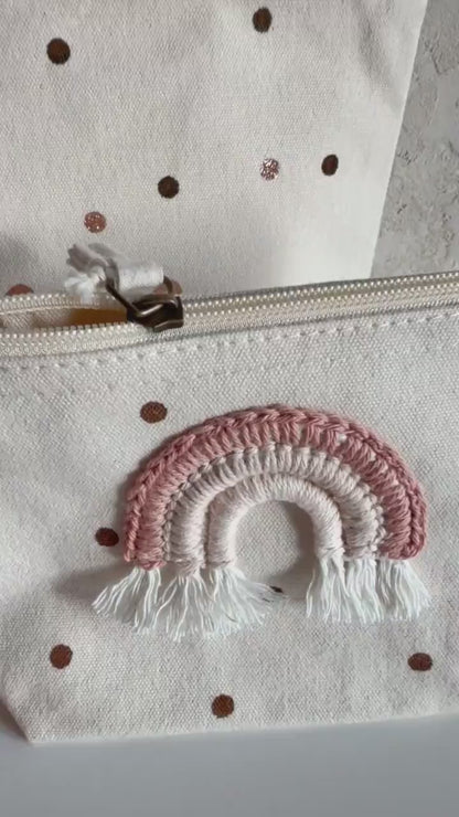 Regenbogen-Täschchen in Terrakotta & Beige
