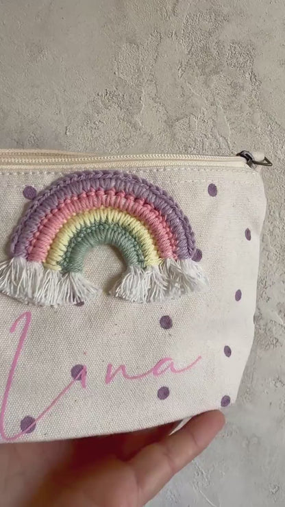 Regenbogen-Kulturbeutel in Lila & Rosé