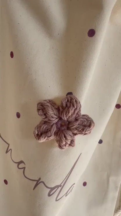 Turnbeutel mit Häkelblume & Name