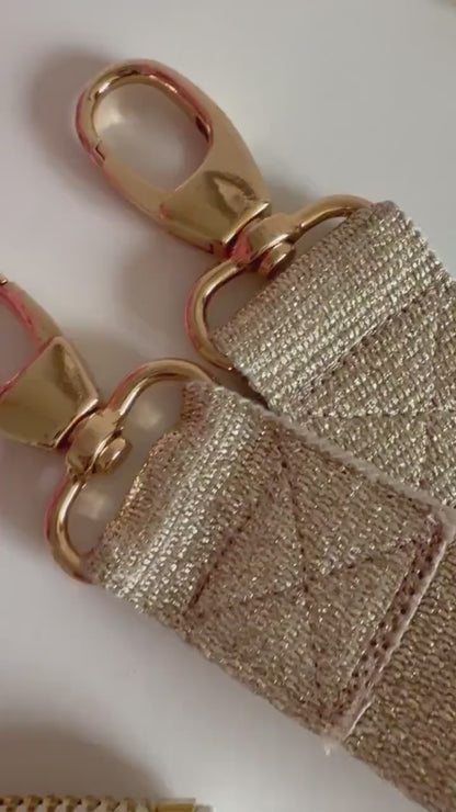 Gold-Glitzer-Schlüsselband mit Karabiner