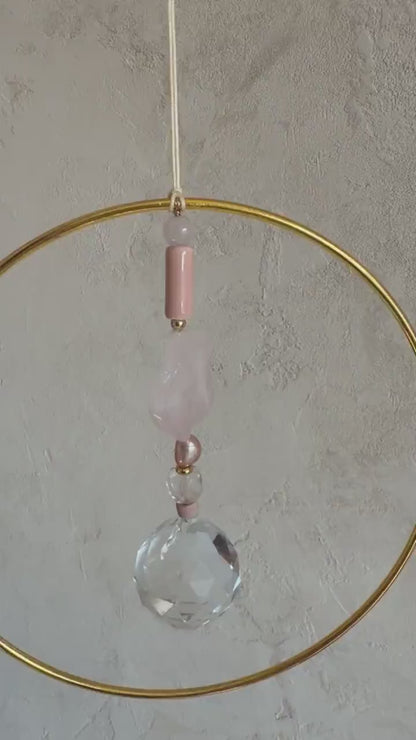 Suncatcher mit Rosenquarz & Goldring