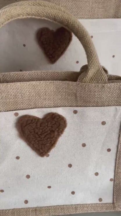 Mami-&-Mini-Juteshopper mit Plüschherz