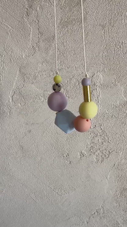 Perlenkette Pastell & Neon mit Dalmatiner-Jaspis