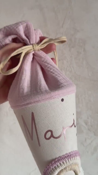 Regenbogen-Kindergartentüte Flieder & Rosé – optional personalisiert