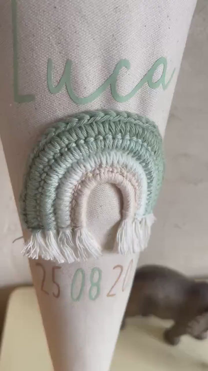 Regenbogen-Kindergartentüte Mint & Creme – optional personalisiert