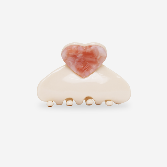 Sasstie Luv Haarklammer Blush beige rosa mit Herz aus Celluloseacetat